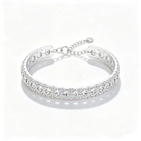 999.9 Sterling Silver Auspicious Open Bangle